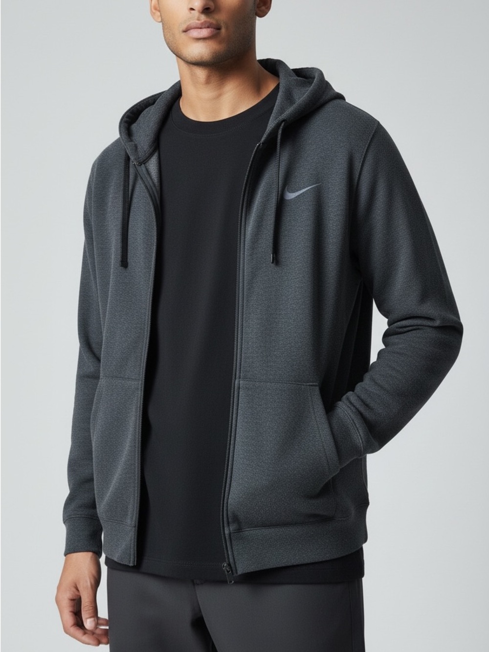 Nike Men's Charcoal Full-Zip Hooded Jacket